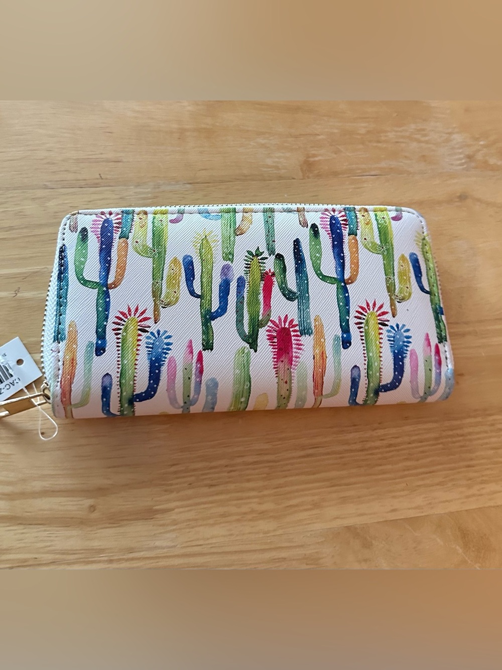 Colorful Cactus Print Zip Wallet